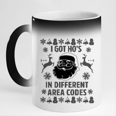 I Got Ho's In Different Area Codes Funny Santa Christmas Gift 11oz Black Color Changing Mug