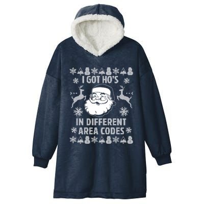 I Got Ho's In Different Area Codes Funny Santa Christmas Gift Hooded Wearable Blanket