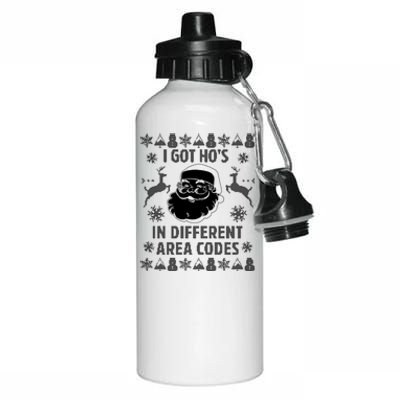 I Got Ho's In Different Area Codes Funny Santa Christmas Gift Aluminum Water Bottle