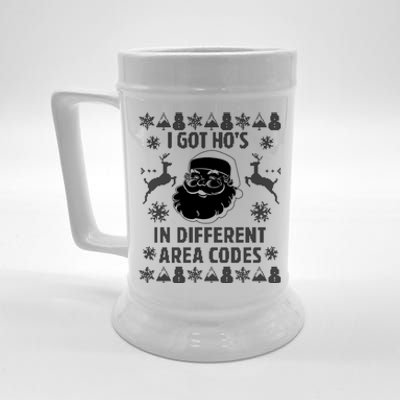 I Got Ho's In Different Area Codes Funny Santa Christmas Gift Beer Stein