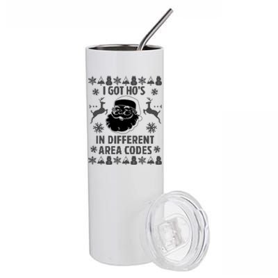 I Got Ho's In Different Area Codes Funny Santa Christmas Gift Stainless Steel Tumbler