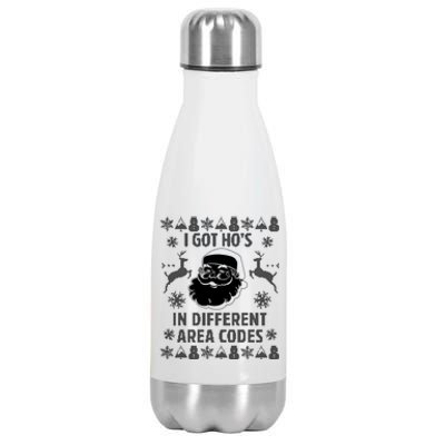 I Got Ho's In Different Area Codes Funny Santa Christmas Gift Stainless Steel Insulated Water Bottle