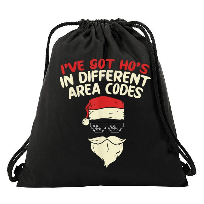 I Got Hos In Different Area Codes Christmas Thug Santa Drawstring Bag