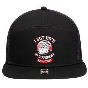 I Got Hos In Different Area Codes Christmas Gift Santa 7 Panel Mesh Trucker Snapback Hat