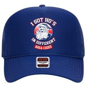 I Got Hos In Different Area Codes Christmas Gift Santa High Crown Mesh Back Trucker Hat