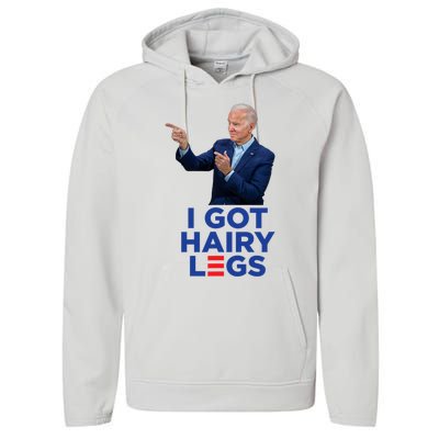 I Got Hairy Legs Funny Joe Biden Logo Parody Meme Performance Fleece Hoodie