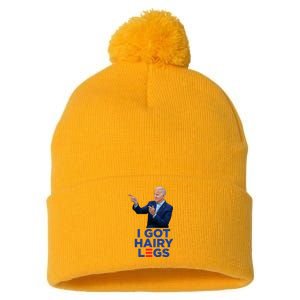 I Got Hairy Legs Funny Joe Biden Logo Parody Meme Pom Pom 12in Knit Beanie