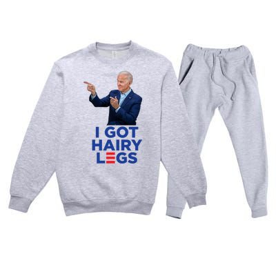 I Got Hairy Legs Funny Joe Biden Logo Parody Meme Premium Crewneck Sweatsuit Set