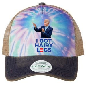 I Got Hairy Legs Funny Joe Biden Logo Parody Meme Legacy Tie Dye Trucker Hat