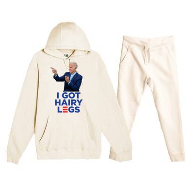 I Got Hairy Legs Funny Joe Biden Logo Parody Meme Premium Hooded Sweatsuit Set