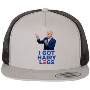 I Got Hairy Legs Funny Joe Biden Logo Parody Meme Flat Bill Trucker Hat