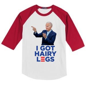 I Got Hairy Legs Funny Joe Biden Logo Parody Meme Kids Colorblock Raglan Jersey