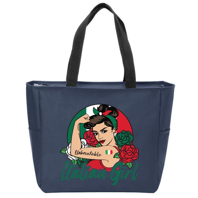 Italia Girl Italy Woman Italian Flag Zip Tote Bag