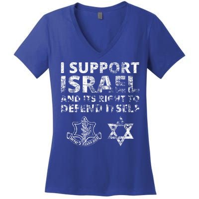 IDF Grunge I Support Israel and its Right to Defend Itself Women's V-Neck T-Shirt