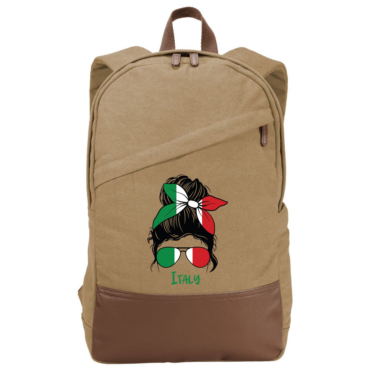 Italian Girl Italy Girl Italia Woman Flag Cotton Canvas Backpack