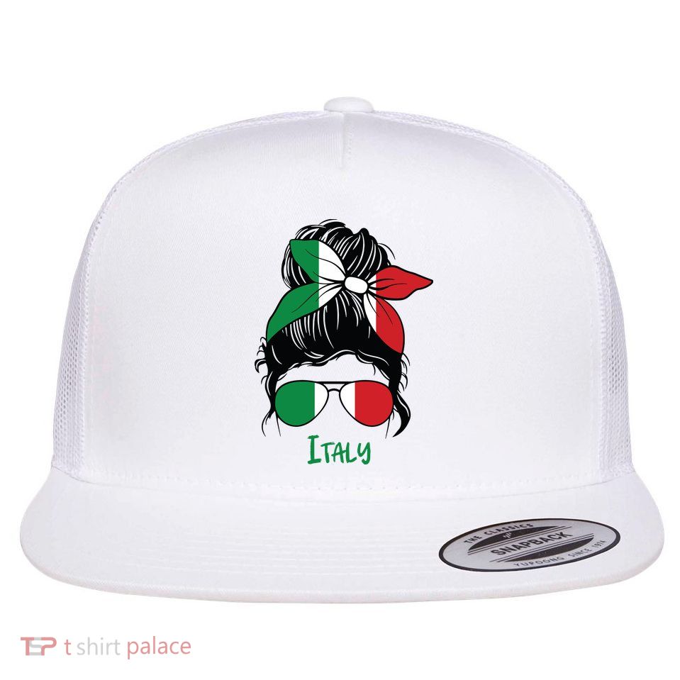 Italian Girl Italy Girl Italia Woman Flag Flatbill Hat