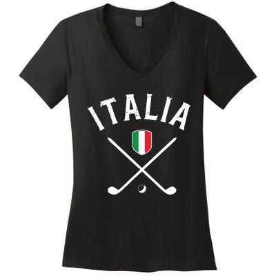 Italy Golf Italian Flag Golf Tee Women's V-Neck T-Shirt