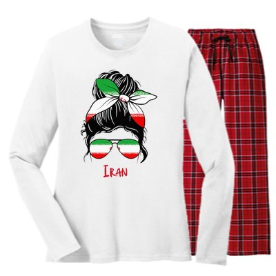 Iranian Girl Iran Girl Persian Woman Flag Women's Long Sleeve Flannel Pajama Set 