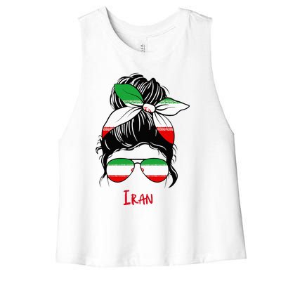 Iranian Girl Iran Girl Persian Woman Flag Women's Racerback Cropped Tank