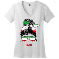 Iranian Girl Iran Girl Persian Woman Flag Women's V-Neck T-Shirt