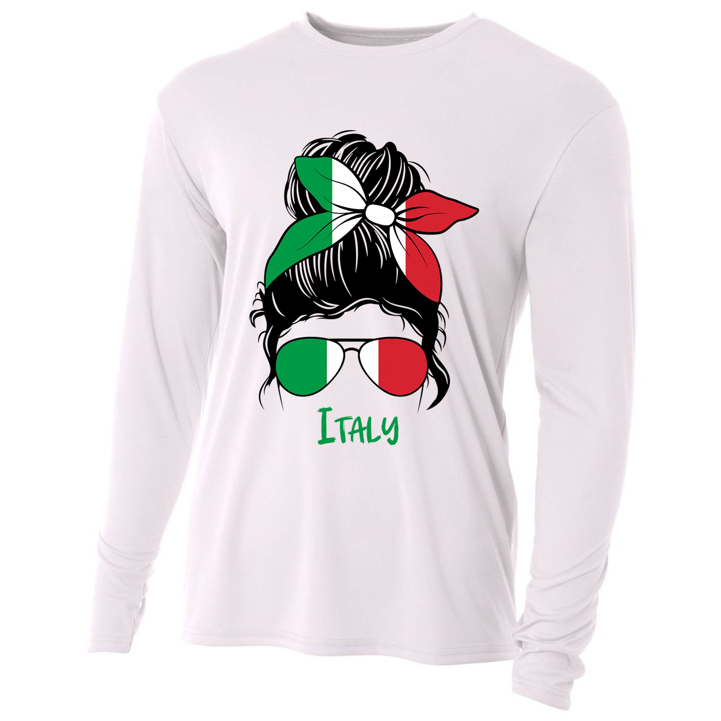 Italian Girl Italy Girl Italia Woman Flag Cooling Performance Long Sleeve Crew