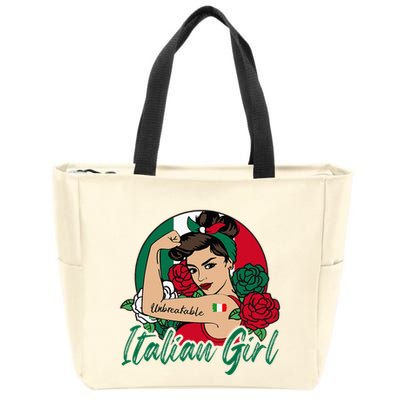Italia Girl Italy Woman Italian Flag Zip Tote Bag