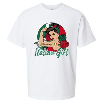 Italia Girl Italy Woman Italian Flag Sueded Cloud Jersey T-Shirt