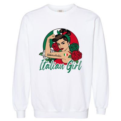 Italia Girl Italy Woman Italian Flag Garment-Dyed Sweatshirt