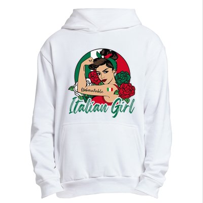 Italia Girl Italy Woman Italian Flag Urban Pullover Hoodie