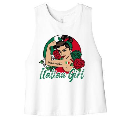 Italia Girl Italy Woman Italian Flag Women's Racerback Cropped Tank