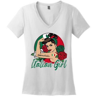 Italia Girl Italy Woman Italian Flag Women's V-Neck T-Shirt