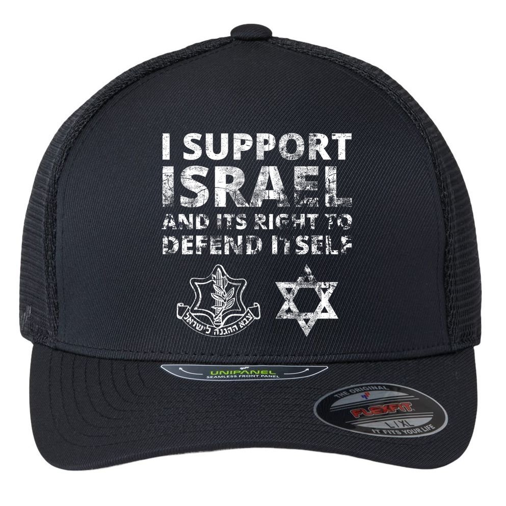 Idf Grunge I Support Israel And Its Right To Defend Itself Flexfit Unipanel Trucker Cap
