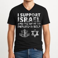Idf Grunge I Support Israel And Its Right To Defend Itself V-Neck T-Shirt