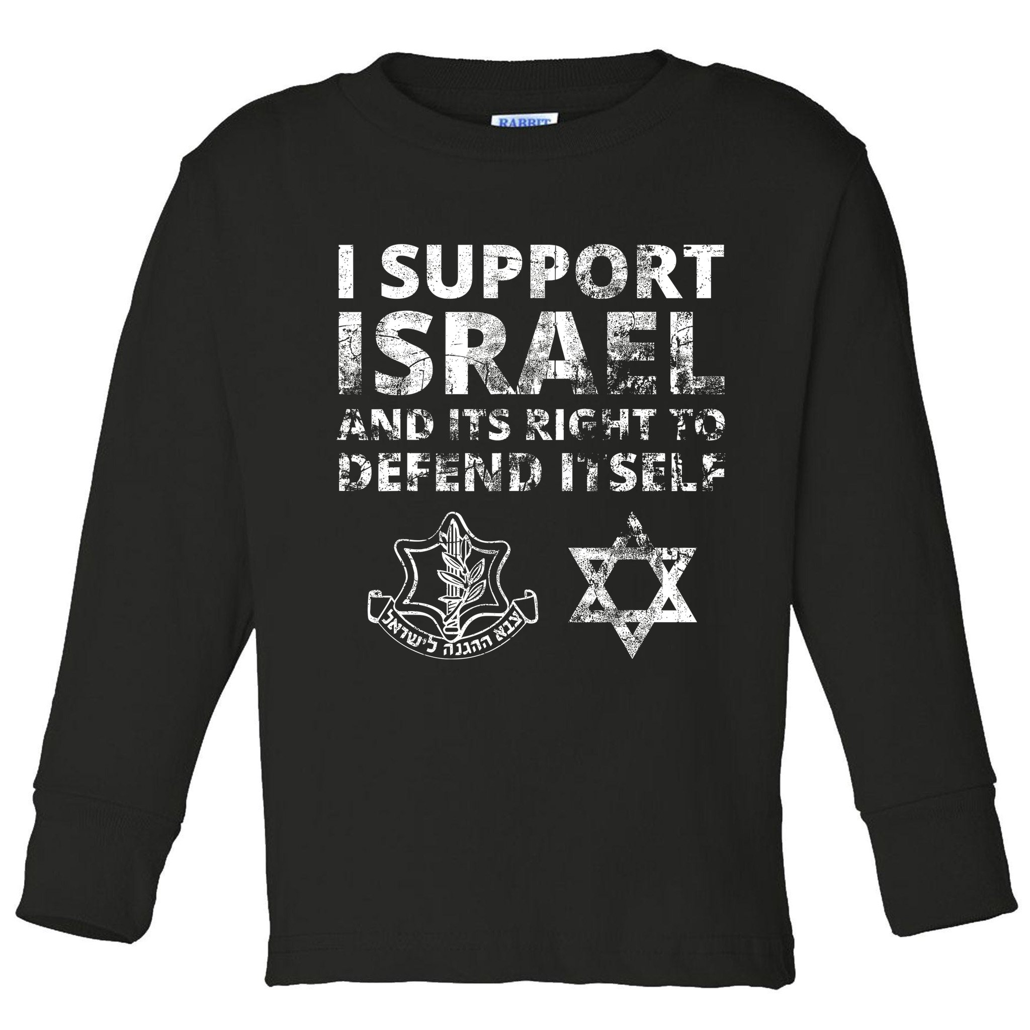 Idf Grunge I Support Israel And Its Right To Defend Itself Toddler Long Sleeve Shirt