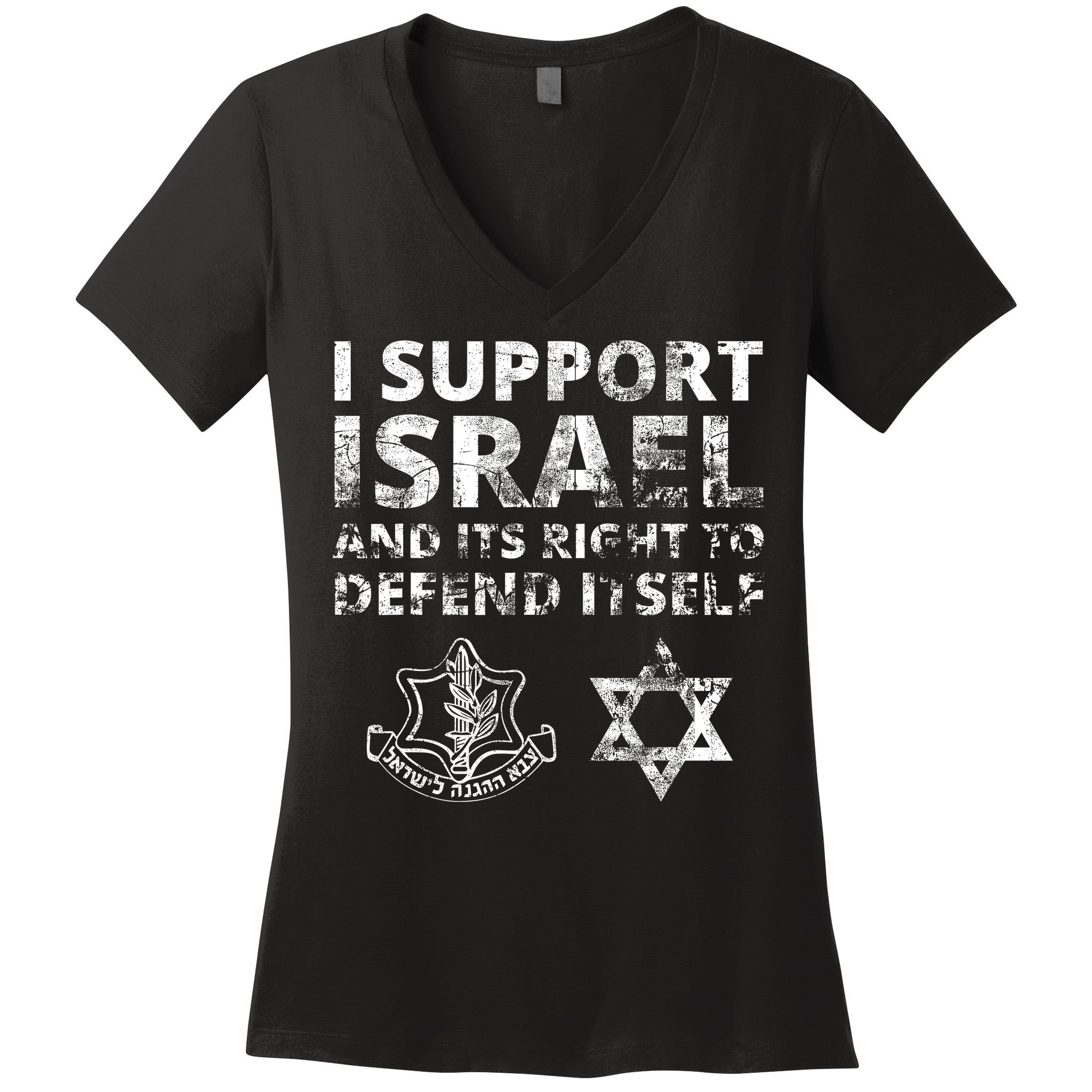 Idf Grunge I Support Israel And Its Right To Defend Itself Women's V-Neck T-Shirt
