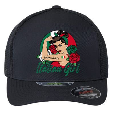 Italia Girl Italy Woman Italian Flag Flexfit Unipanel Trucker Cap