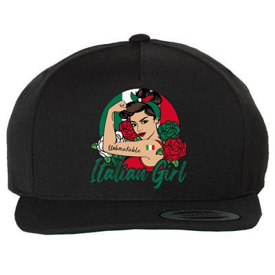 Italia Girl Italy Woman Italian Flag Wool Snapback Cap