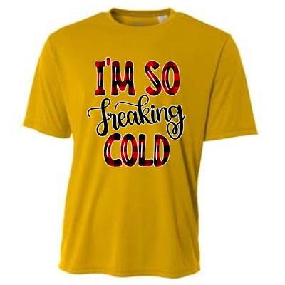 I'mfunny Giftogiftfreakinggiftcold I'm Literally Freezing Red Plaid Xmas Funny G Cooling Performance Crew T-Shirt