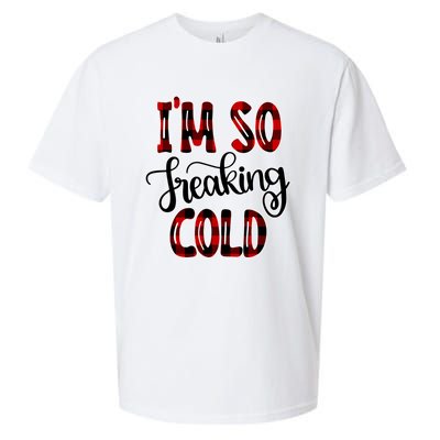 I'mfunny Giftogiftfreakinggiftcold I'm Literally Freezing Red Plaid Xmas Funny G Sueded Cloud Jersey T-Shirt