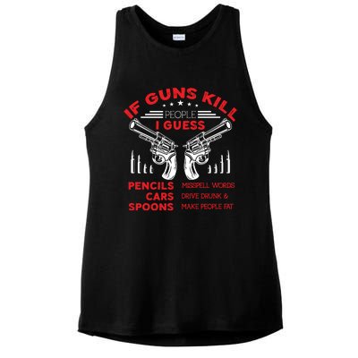 If Guns Kill People Crossed Pistols Ladies PosiCharge Tri-Blend Wicking Tank