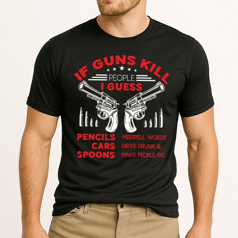 If Guns Kill People Crossed Pistols Cooling Performance Crew T-Shirt