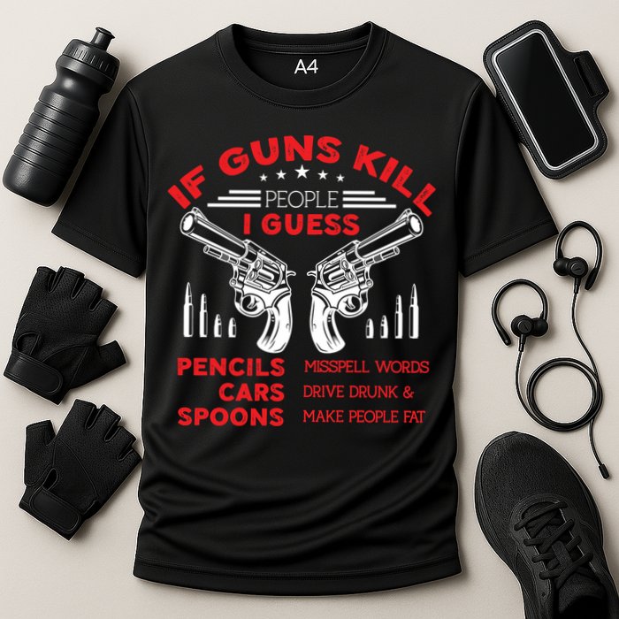 If Guns Kill People Crossed Pistols Cooling Performance Crew T-Shirt
