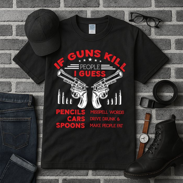 If Guns Kill People Crossed Pistols Tall T-Shirt
