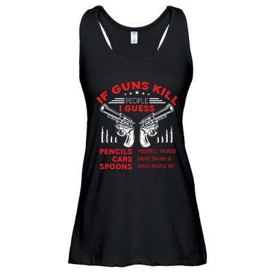 If Guns Kill People Crossed Pistols Ladies Essential Flowy Tank