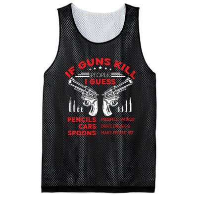 If Guns Kill People Crossed Pistols Mesh Reversible Basketball Jersey Tank