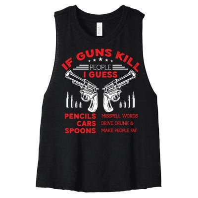 If Guns Kill People Crossed Pistols Women's Racerback Cropped Tank