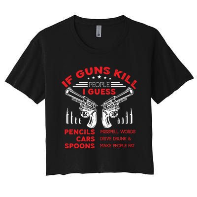 If Guns Kill People Crossed Pistols Women's Crop Top Tee