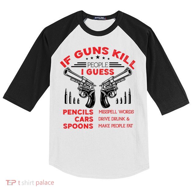 If Guns Kill People Crossed Pistols Kids Colorblock Raglan Jersey