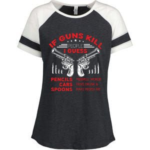 If Guns Kill People Crossed Pistols Enza Ladies Jersey Colorblock Tee