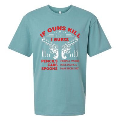 If Guns Kill People Crossed Pistols Sueded Cloud Jersey T-Shirt